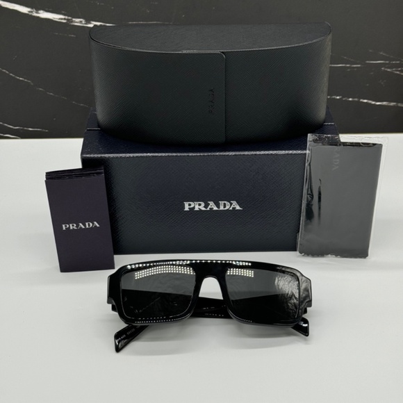 NEW PR A05S 16K08Z PRADA BLACK GREY SQUARE SPR A05 16K08Z UNISEX SUNGLASSES - Picture 11 of 11